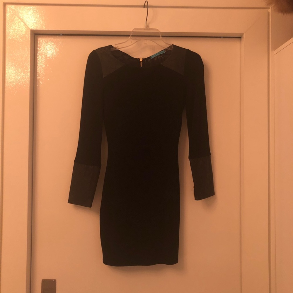 Alice + Olivia Laine wool and leather mini